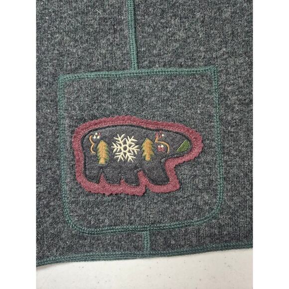 NWT Woolrich 100% Lambs Wool Charcoal Vest Bear & Deer Applique Women Sz M - Picture 5 of 10